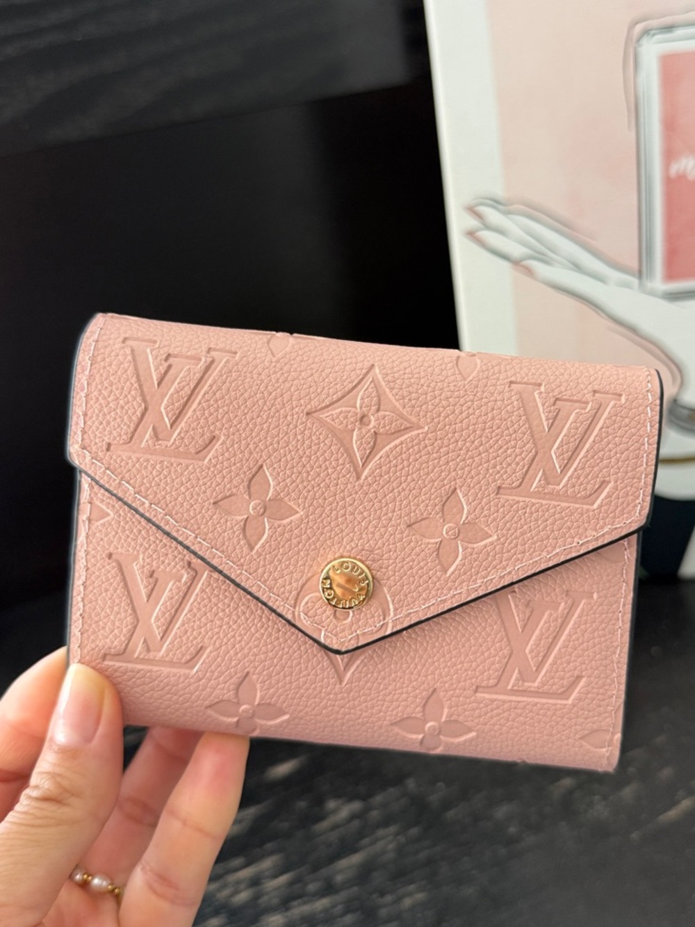 Louis Vuitton Blush Pink Embossed Envelope Wallet